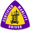 Certified Manlift Operator Triangle Hard Hat Decal