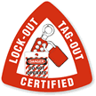 Lock Out Tag Out Certified Triangle Hard Hat Decal
