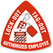 Lock-Out Tag-Out Authorized Employee Triangle Hard Hat Decal