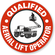 Qualified Aerial Lift Operator Hard Hat Decals