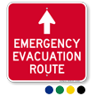 Emergency Evacuation Route Ahead Arrow Sign