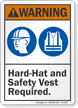 Hard Hat Safety Vest Required ANSI Warning Sign