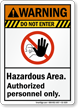 Hazardous Area Warning Sign