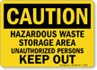 Caution Hazardous Waste Storage Sign