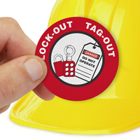 Lock Out Tag Out Trained Label Hard Hat Stickers