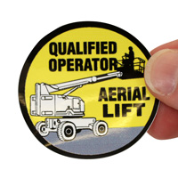 Safety Decals for Hard Hats - Aerial Lift Operator