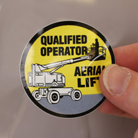 Prominent Hard Hat Decals for Aerial Lift Operators