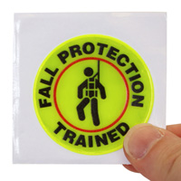 decal indicating fall protection training