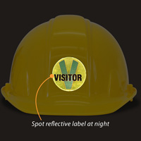 high-visibility visitor label