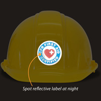 Safety first: CPR certified hard hat label