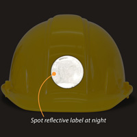 Retro-reflective sticker for hard hats