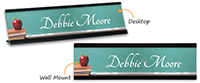 Custom apple on books picture nameplate